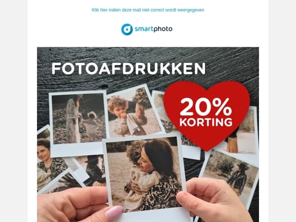 Hi, krijg 20% korting op fotoafdrukken