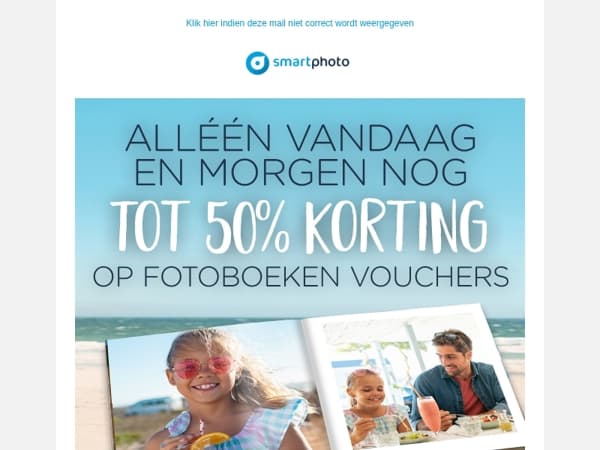 Hi, alleen vandaag en morgen nog: tot 50% korting op vouchers