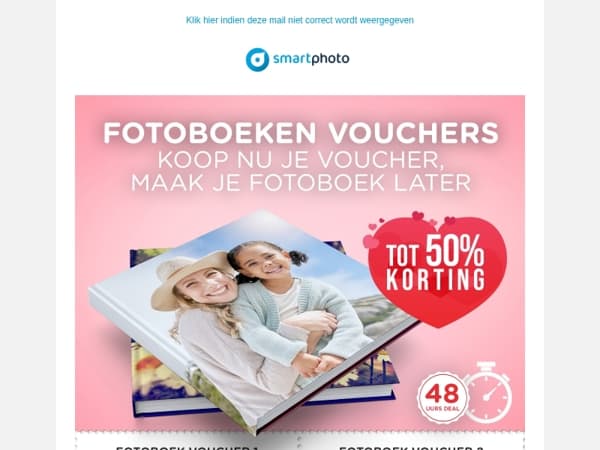 Hi, tot 50% korting op fotoboeken vouchers