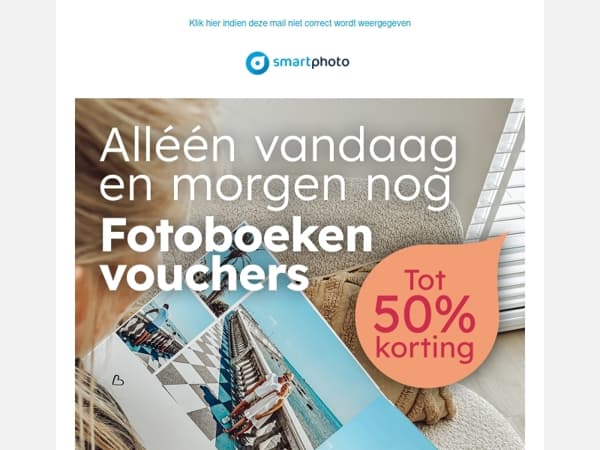 ⏰ LAATSTE KANS: Vandaag en morgen tot 50% korting op fotoboek vouchers!