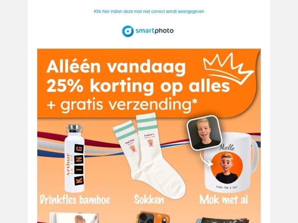 Hi, alleen vandaag: 25% korting op alles + gratis verzending