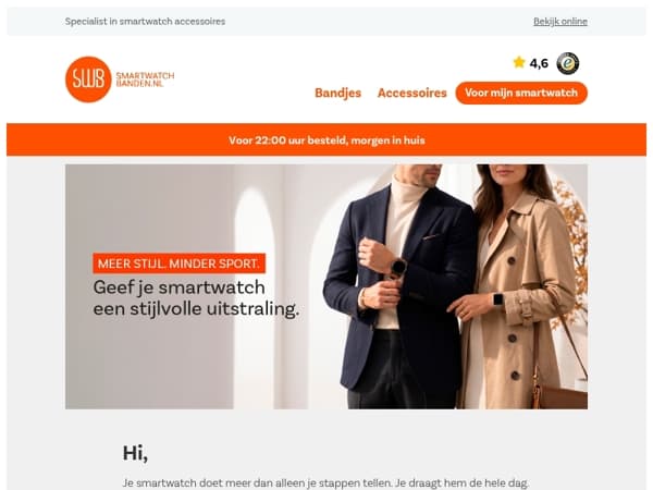 Een smartwatch hoeft niet altijd sportief te zijn