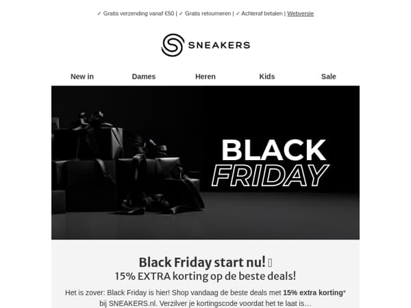 BLACK FRIDAY 🖤 Extra korting bij SNEAKERS.nl!