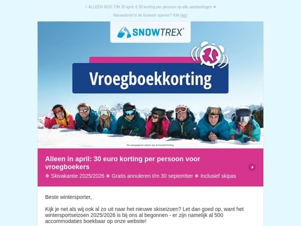 ❄ Vroegboekkorting: Alle skivakanties voor het seizoen 2025/2026 afgeprijsd