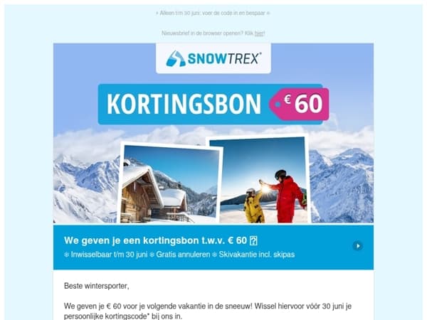 ❄ Je kortingsbon van 60 euro ligt voor je klaar – maar alleen t/m 30 juni!
