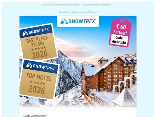 ❄️ 60 euro korting op jullie favoriete accommodaties en skigebieden