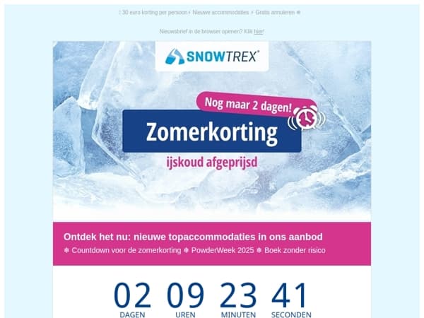 ❄ Countdown: Nog maar 2 dagen zomerkorting