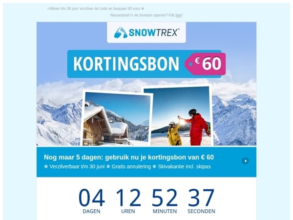 ❄ Nog maar 5 dagen: verzilver nu je kortingsbon van 60 euro