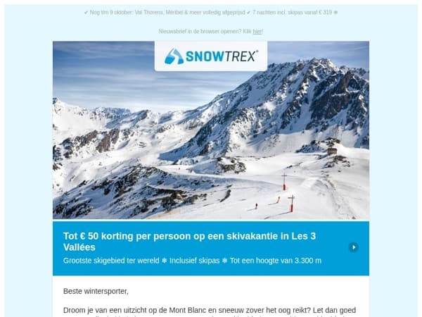 ❄ Les 3 Vallées: Maak gebruik van kortingen tot 50 euro per persoon