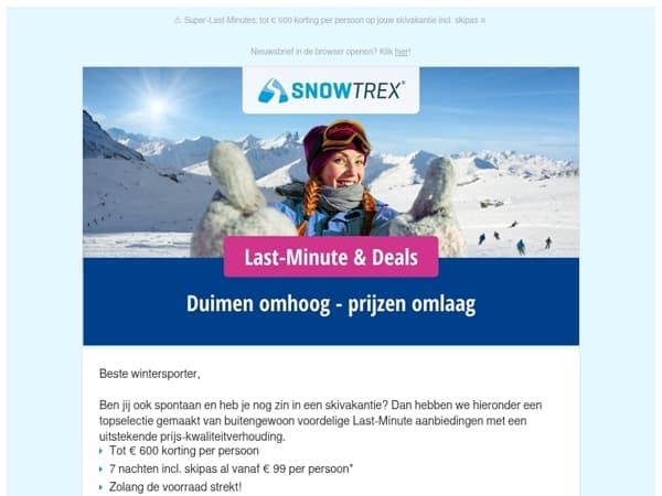 ⏰ Voor last-minute wintersporters: Ga al vanaf 99 euro voor 7 nachten incl. skipas op skivakantie