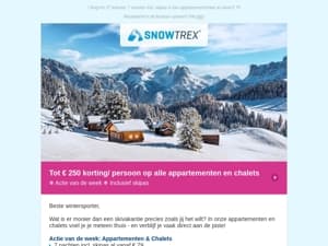 ❄ Appartementen en chalets: tot 250 euro korting per persoon op alle aanbiedingen