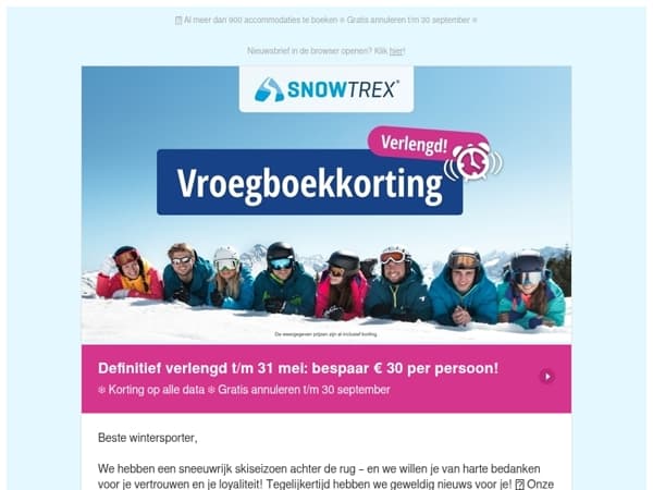 🚨 Verlengd t/m 31 mei: 30 euro korting per persoon op alle aanbiedingen