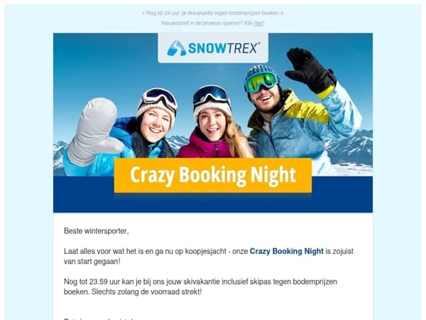 ❄ De Crazy Booking Night is net begonnen