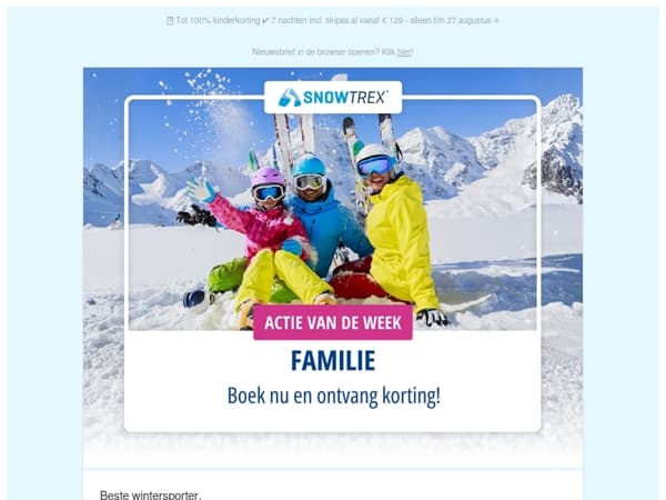 ❄️ Op wintersport met het gezin tegen een voordelige prijs: tot 50 euro korting p.p. op alle familieaanbiedingen