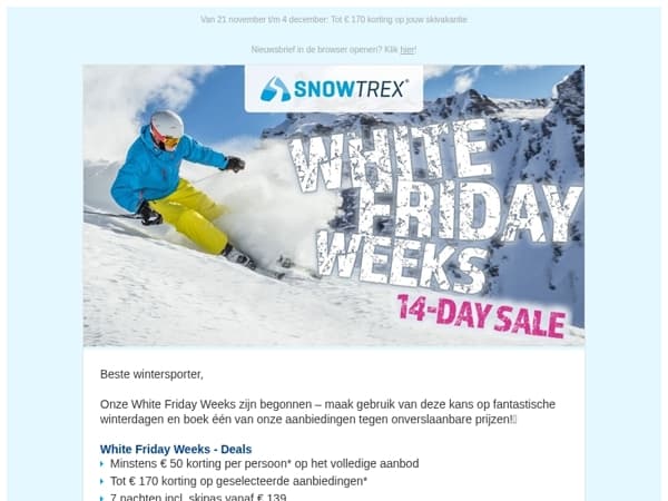 💥❄ White Friday Weeks zijn begonnen! - Een week skivakantie vanaf 139 euro!