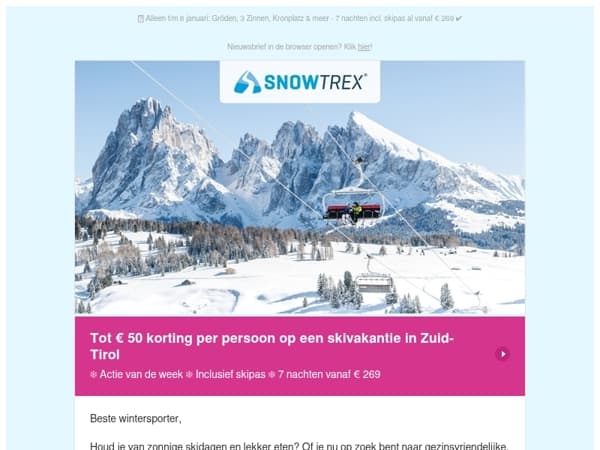 ❄ Skivakantie in Zuid-Tirol: tot 50 euro korting per persoon op alle aanbiedingen