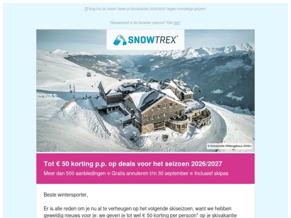 ❄ Alle aanbiedingen voor het seizoen 2026/2027 afgeprijsd