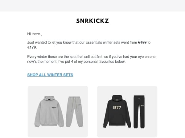 PRICE DROP: Essentials Winter Sets