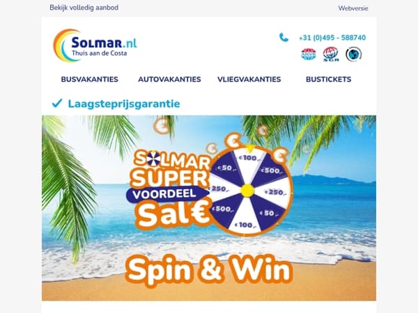 Win tot € 500,- korting met één draai 🎡