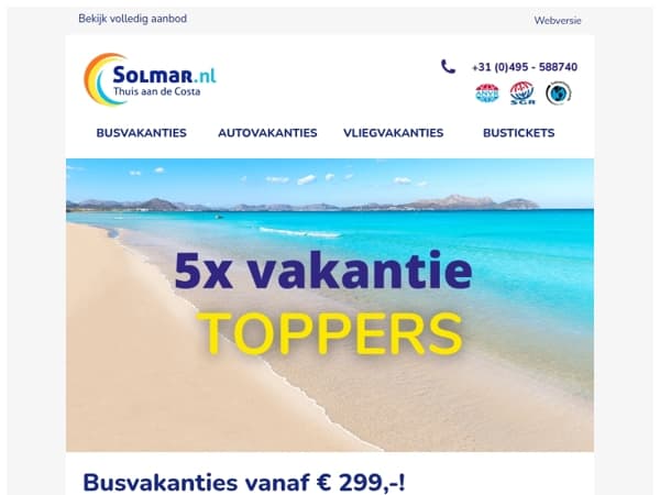 Busvakanties vanaf € 299,-!