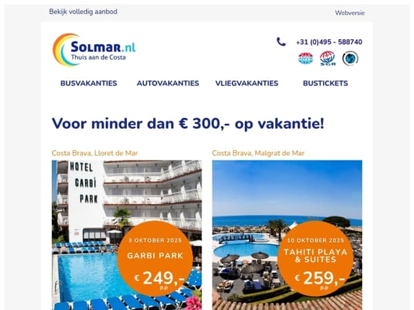 Voor minder dan € 300,- naar Spanje?