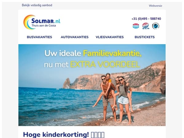 Familievakantie met hoge kinderkorting 🌊
