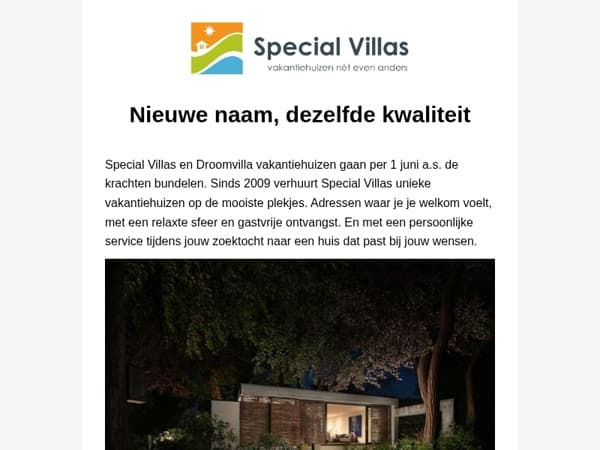 Nieuw hoofdstuk voor Special Villas