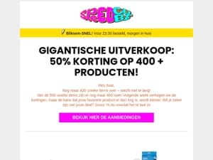 Mega korting: 50% op nu nog maar 400+ items! 🎉