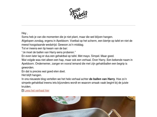 Een gehaktbal, een voetbalwedstrijd en een goed verhaal