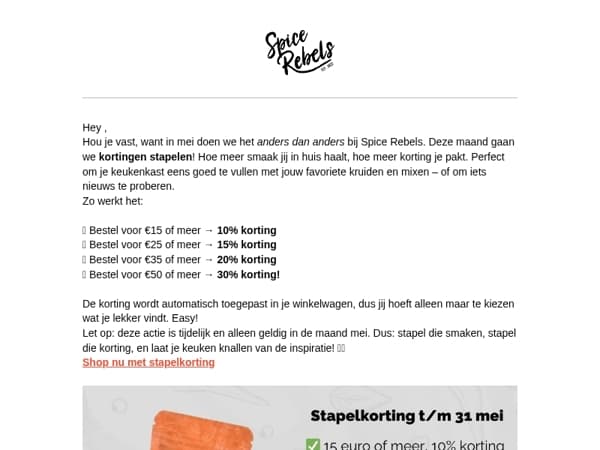 Korting stapelen bij Spice Rebels 😍