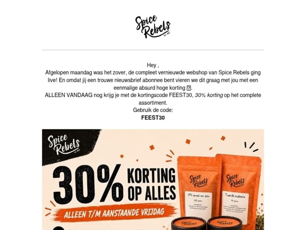 30% korting op alles, alleen vandaag nog 😍