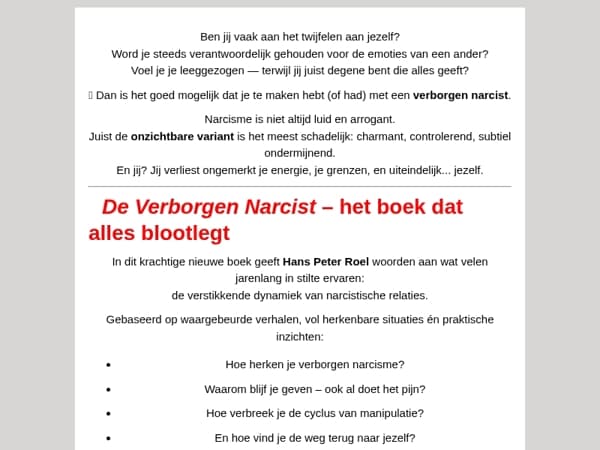 Beste  Voel jij je leeg, uitgeput of gemanipuleerd? Dit boek legt bloot wat jij misschien al jaren voelt.