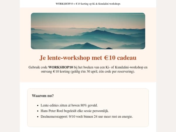 , jouw lente-workshop wacht (WORKSHOP10 inbegrepen)