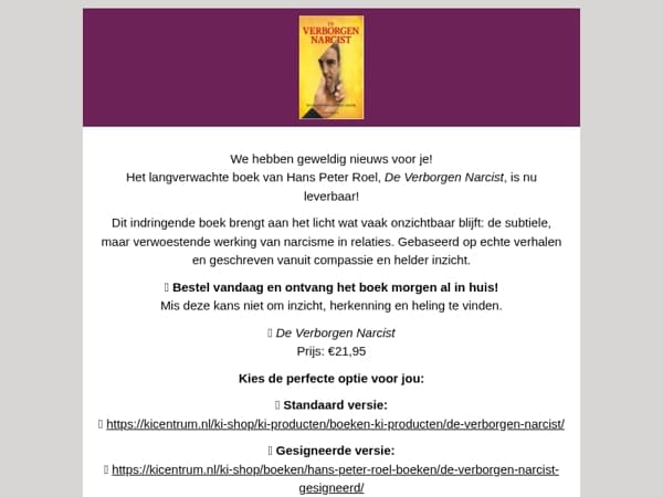 Beste  ✨ Nieuw boek van Hans Peter Roel: "De verborgen narcist" - Bestel nu en ontvang het morgen! ✨
