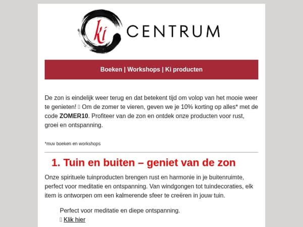   De zon schijnt en speciaal daarom 10% korting! 🌞