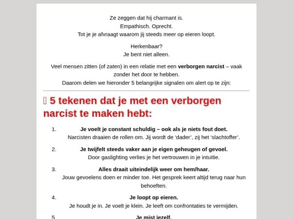 😳 5 tekenen dat je te maken hebt met een verborgen narcist (pas op voor #3)   