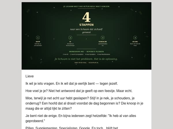  Het lichaam weet hoe het zichzelf heelt — workshop 8 mei