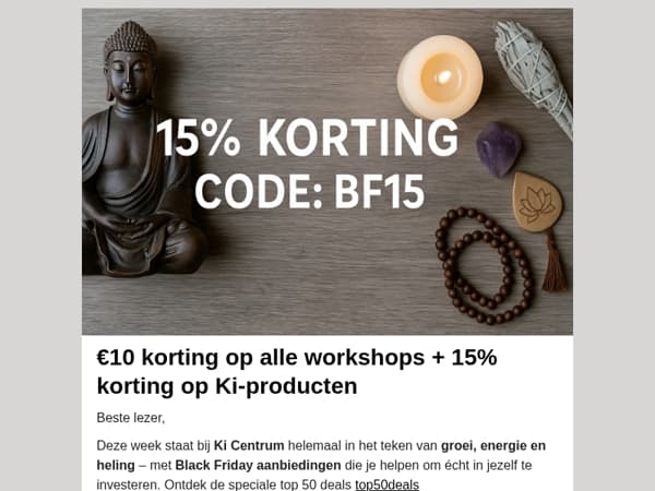  Black Friday bij Ki Centrum: €10 korting op workshops + 15% op Ki winkel