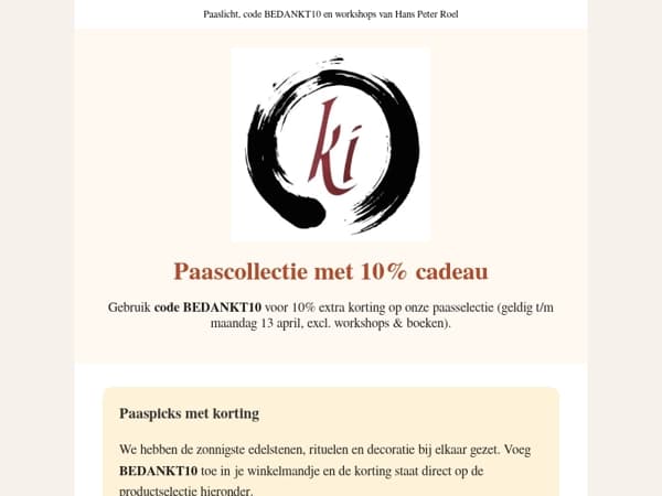 , jouw paascode BEDANKT10 staat klaar