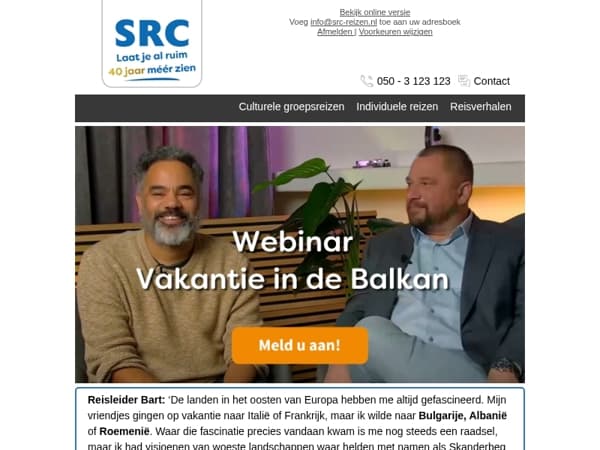 🖥️ Gratis webinar Vakantie op de Balkan