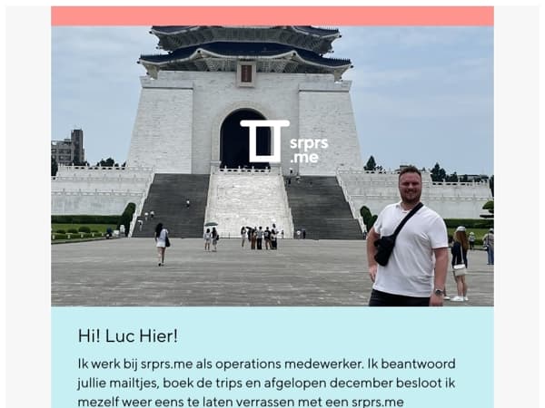 Waar belandde Luc met srprs.me Worldwide? 🌍