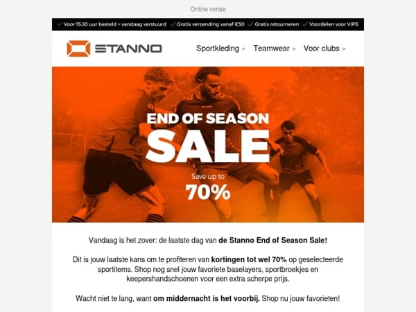 Laatste kans! De End of Season Sale eindigt vandaag⏱️