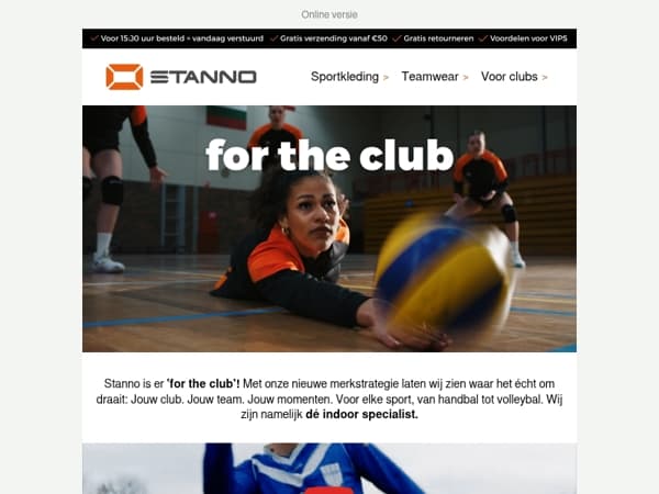 For the club, specialist in alle indoor sporten