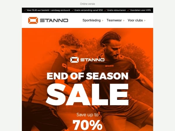 Tot 70% korting in de End of Season Sale!