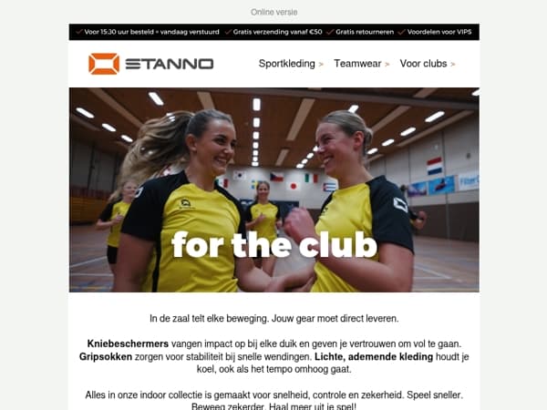 Jouw indoor gear begint bij Stanno!
