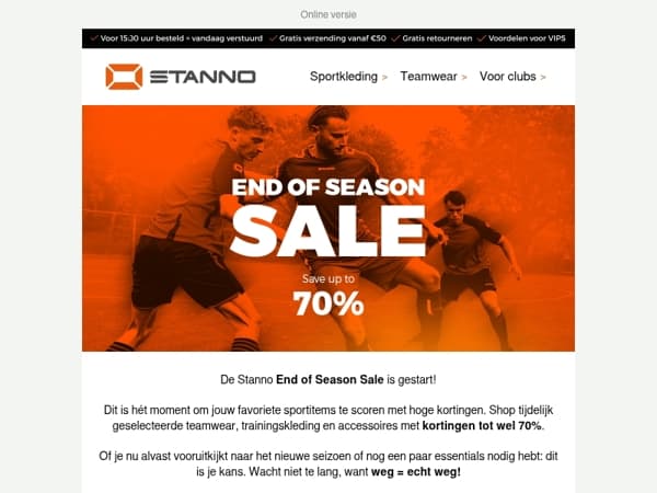 End of Season Sale: scoor tot 70% korting