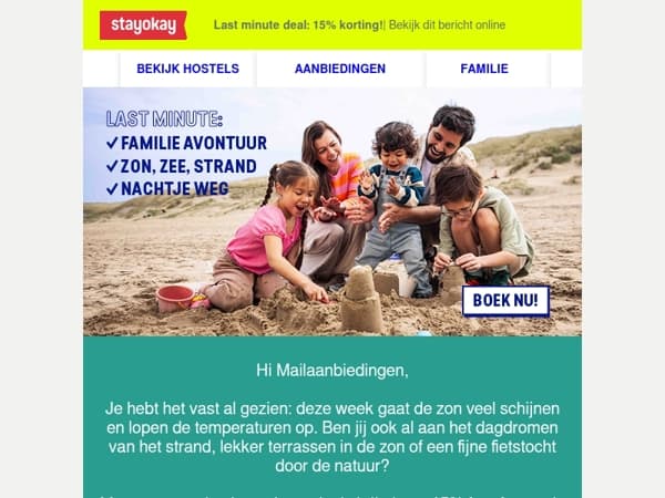  15% zonnige last minute korting!
