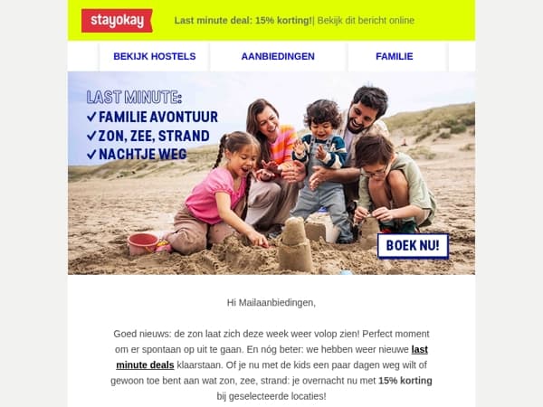 15% last minute korting ☀️