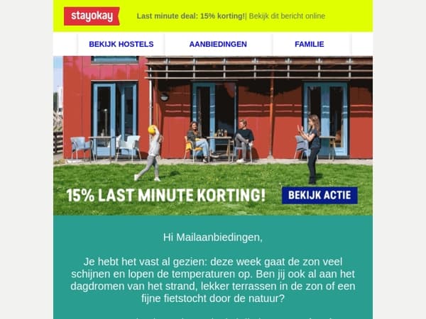  15% zonnige last minute korting!