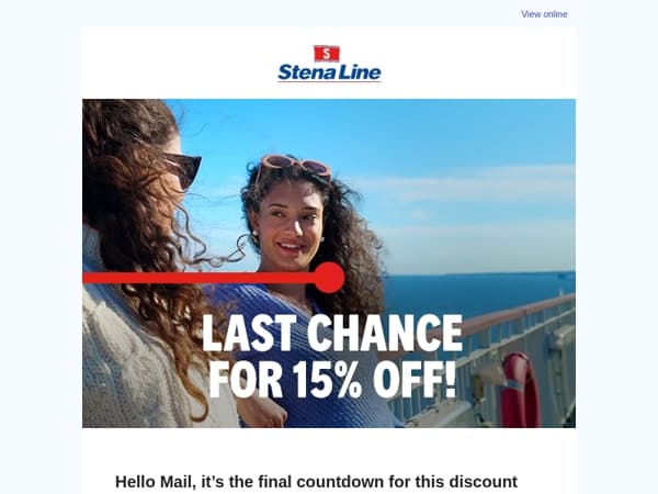 Last chance to get the ferry-holiday feels with 15% off fares to Holland!